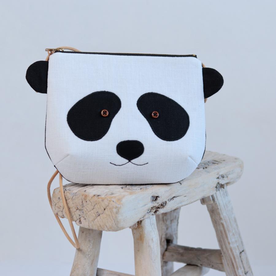 Lněná kabelka ZIPKA - Panda